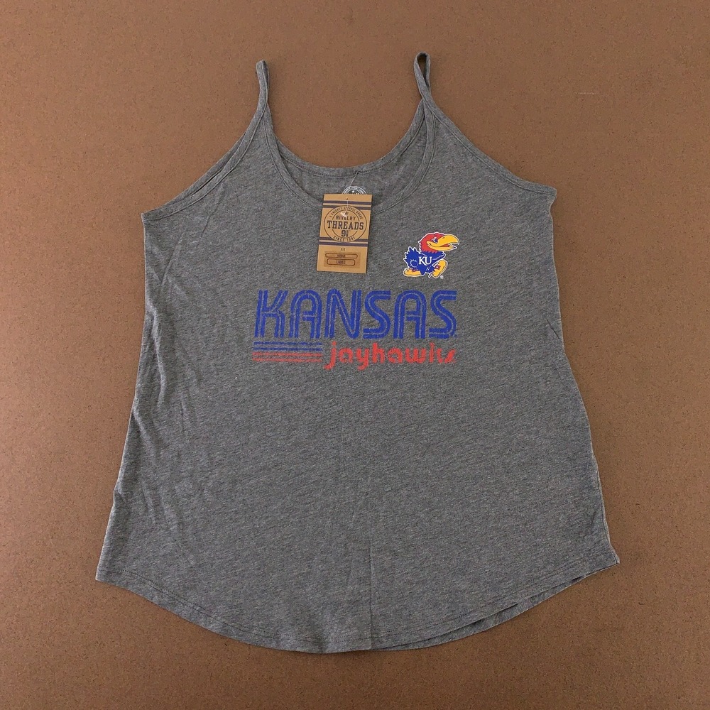 Kansas Jayhawks Rivalry Threads 91 Women's Size Medium Gray Heather Tank Top NWT